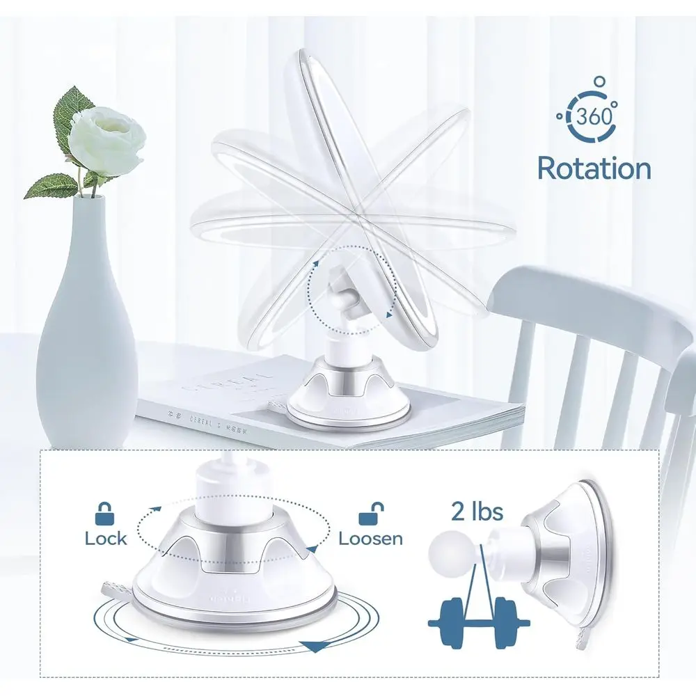 مرآة مكبرة مضيئة 20 مرة، مرآة زينة 8 أكواب شفط مع ملاقط، 360 درجة ° مرآة مكياج قابلة للدوران، 3 ألوان #6