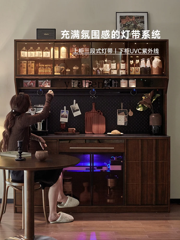 

XL light sandalwood French dining side cabinet integrated storage cabinet against the wall solid wood living room coffee cabinet