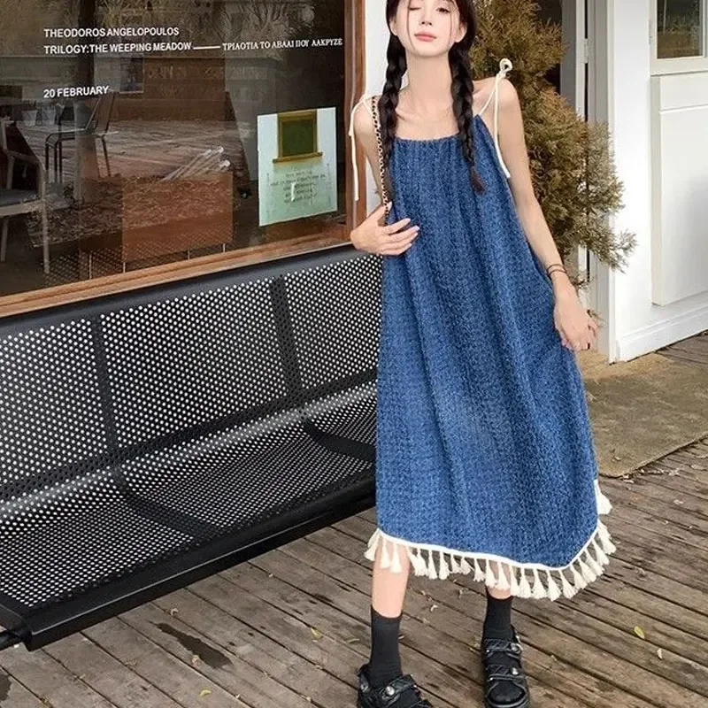 Bella moda irregolare senza maniche camis abito longuette moda donna tinta unita gonna a trapezio estate pullover larghi abbigliamento da donna