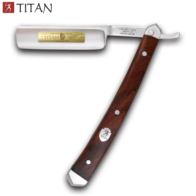 Titan straight razor wooden handle hand made stainless steel blade sharping shaving