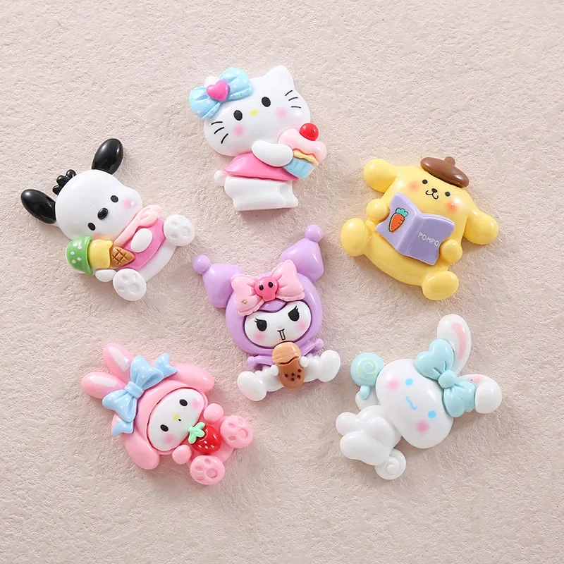 2pcs Cute Sanrio Book Cake Series Cartoon Resin Flatback Supplies Charms for Diy Kawaii Resin Accessories Crafts Materials