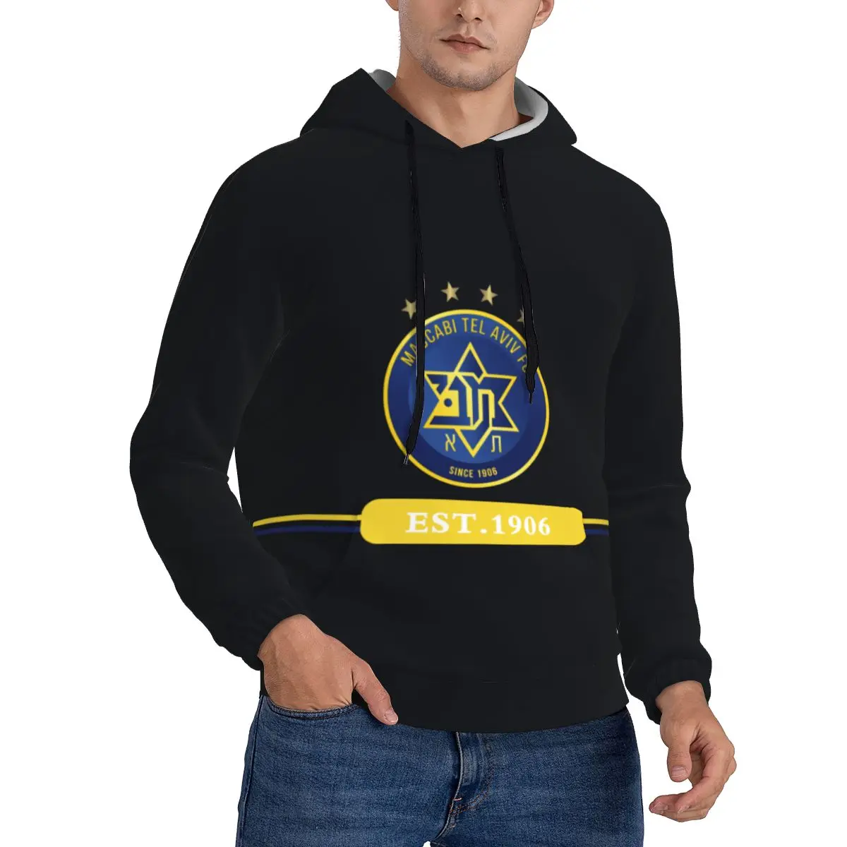 

Israel Maccabi Tel Aviv Fc Men's hooded printed hooded street casual outdoor breathable pullover