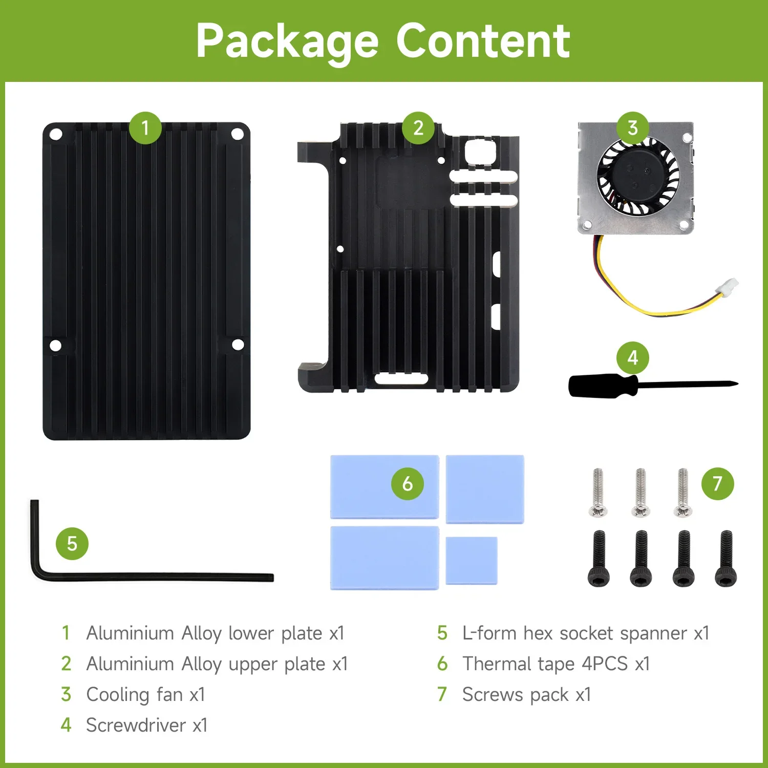 Waveshare Aluminium Alloy Case (H) for Raspberry Pi 5, With Temperature-Controlled Blower Fan for Raspberry Pi 5