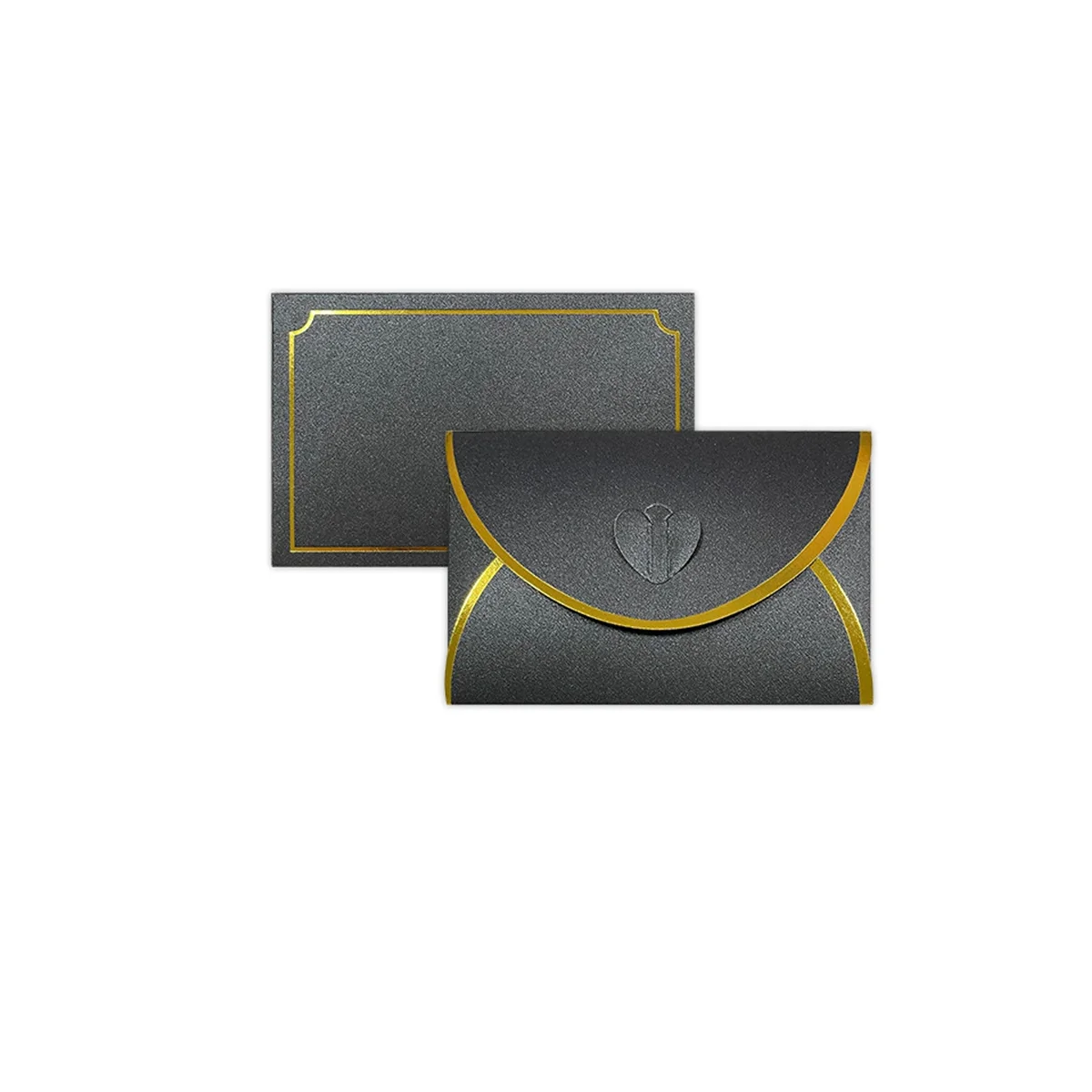 

50Pcs Gift Card Envelopes with Love Buckle Envelopes with Gold Border, Envelope for Note Cards, Wedding Carbon Black