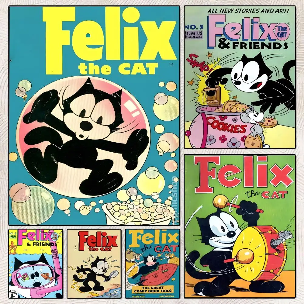 Cartoon F-Felix The Cat Poster Decorative Wall Art Stickers Mural For Home Living Room Hallway Decor Gift