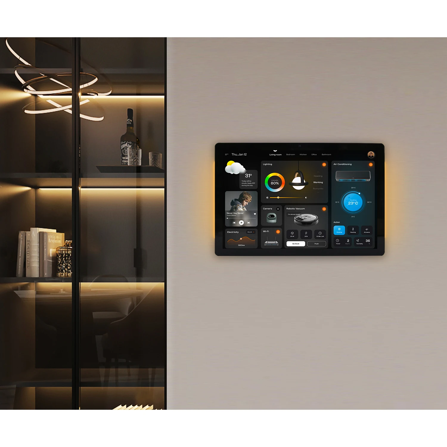 10.1 Inch New Android POE Tablet Wall Mount Narrow Bezel Smart Home Control  RS485 Support Adjustable LED Lights