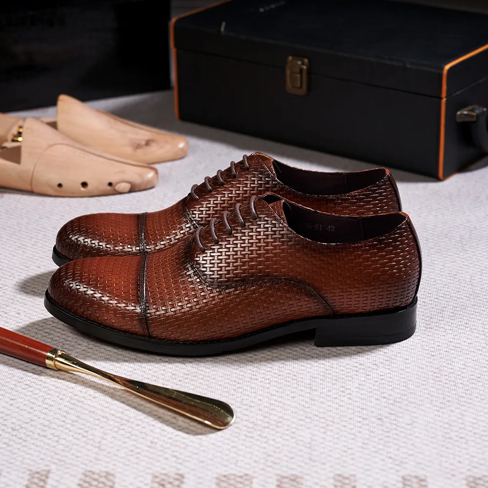 Fashion Business Leather Suede Formal Single Triple Joint Braided Embossed Cowhide Men's Casual Shoes Loafers British Men's Shoe