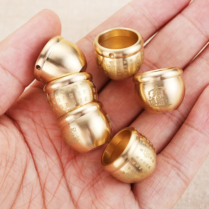 Brass Feng Shui Lucky Fortune Wealth Cornucopia Baifu Rice Cylinder Desktop Ashtray Study Small Ornament Gift Home Decoration