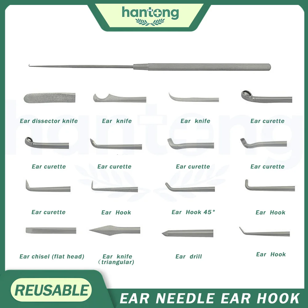 Ear needle, ear hook, dissector, microscopic instruments, middle ear surgical instruments, medical disinfectable