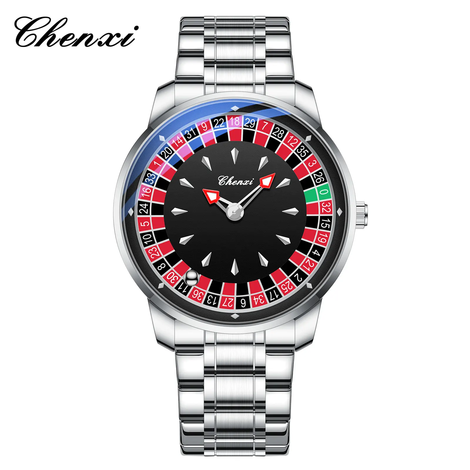 CHENXI 636 Modische Herren-Quarzuhr, Kreatives Rotierendes Zifferblatt, Leuchtende Zeiger, Sportliche Freizeituhren für Männer, Reloj Hombre