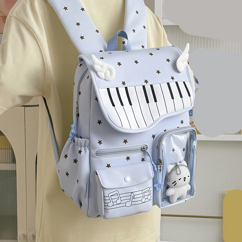 star-printed-cute-backpacks-for-women-laptop-backpacks-large-capacity-novelty-nylon-daypack-for-travel-shopping-work-daily-use
