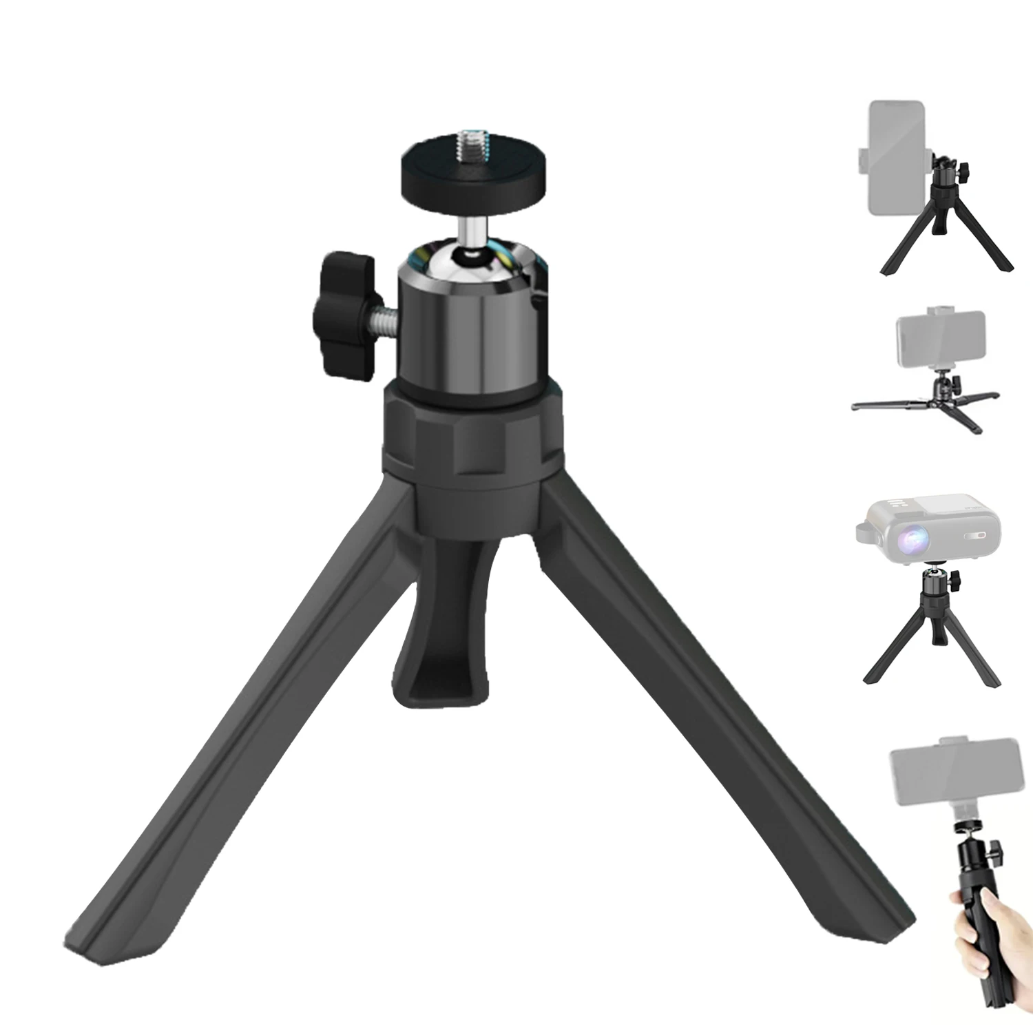 Mini Treppiede Da Tavolo Regolabile Per Proiettore E Fotocamera – Vite 1/4″, Supporto In ABS Con Piedini Antiscivolo