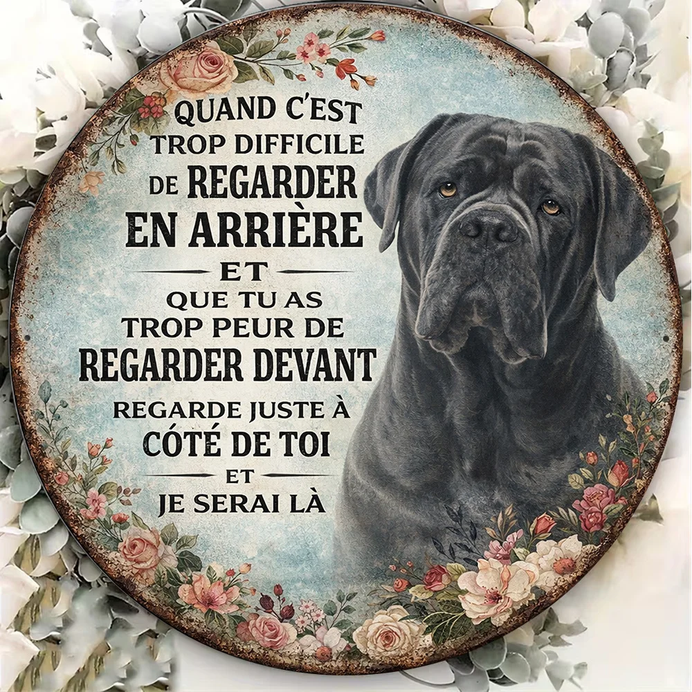 2D Flat, 1pc 1 Cane Corso Dog Sign - Vintage Italian Mastiff Wall Decor Plaque, Round Suitable for Living Room, Study, Cafe, Can