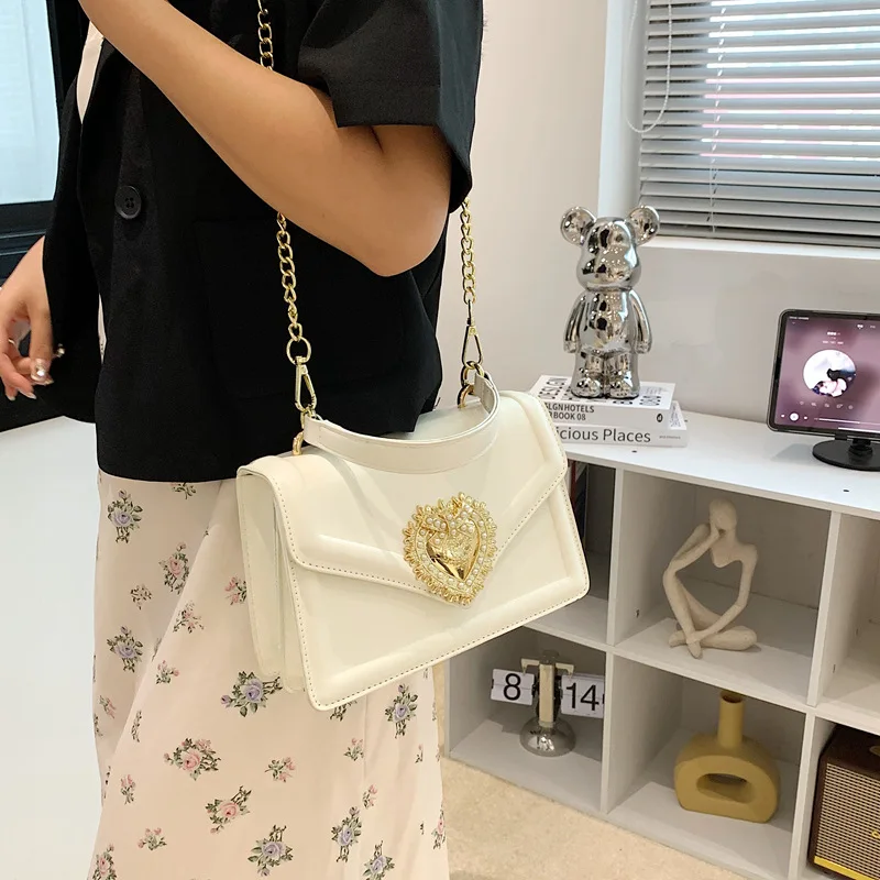 Retro Texture Bright Leather Ladies Handbag Fashion Pure Color Girls Shoulder Bag New Girls Crossbody Small Square Bag PU Materi