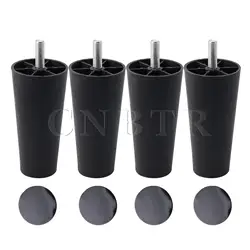 Cnbtr 4x redondo afilado preto plástico móveis pernas para o sofá 120x60x38mm