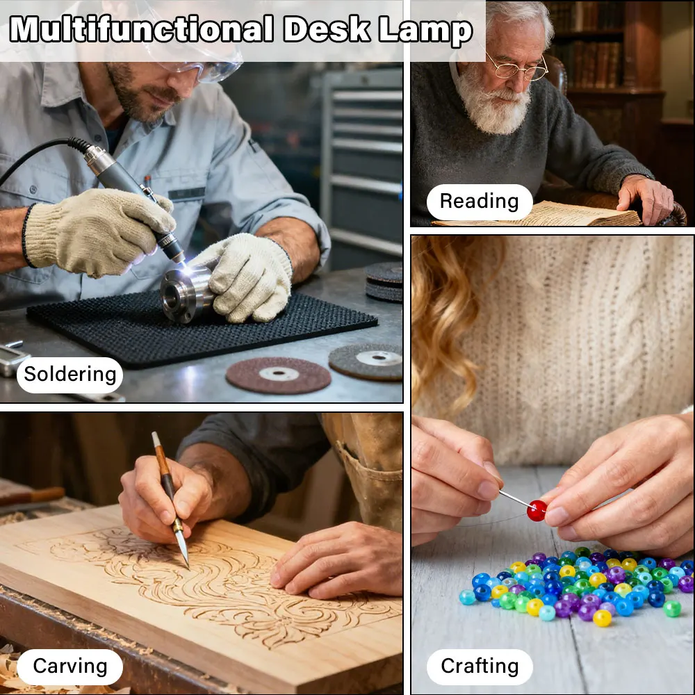 3 Colors LED Magnifying Glass 72LED 8X/10X NEW Illuminated Magnifier USB for Soldering Iron Repair/Table Lamp/Skincare Beauty