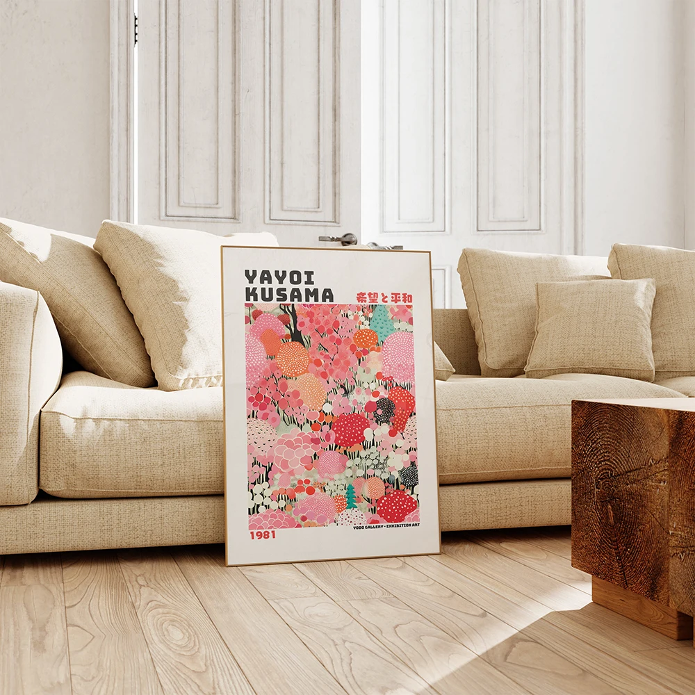 Yayoi Kusama Colorful Abstract Plant Art Exhibition Poster Prints Wall Art Picture Canvas Painting Modern Living Room Home Decor