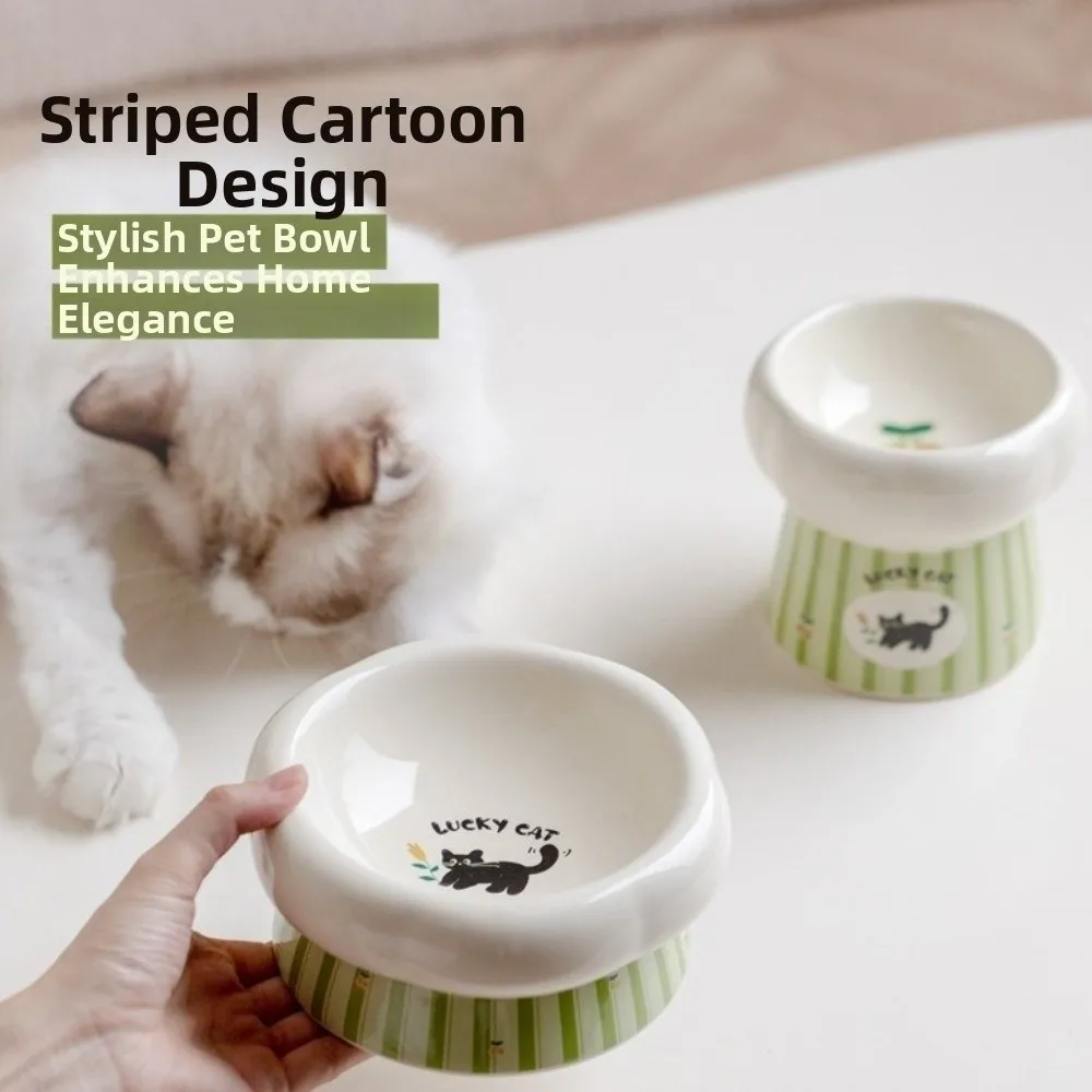 

Керамическая миска для кошек с высокими ножками, широкая горловина, противоскользящая кормушка для корма для собак, предотвращает наливание, противоскользящая основа, повышенная миска для кормления