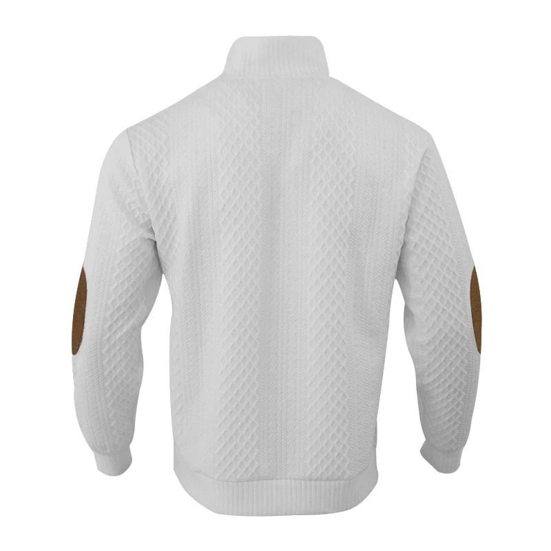 Autumn Winter New Men's Knit Sweatshirt Outdoor Stand Collar Long Sleeve Knitted Pullover Hoodie Men Fashion Patchwork Steetwear