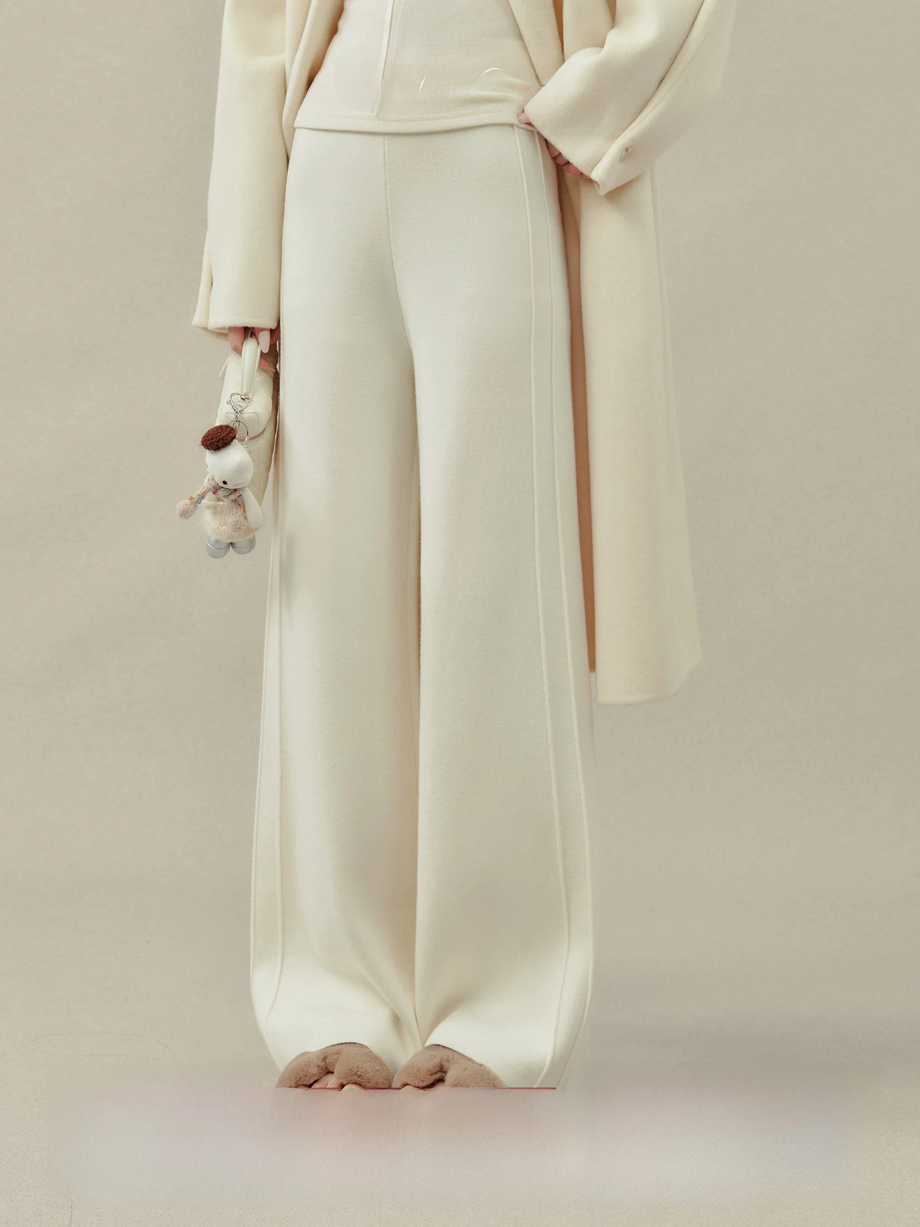 

Ouyang Xi Anonymous Confion Letter Knitted Loose Casual Pants Women's Autumn Winter Straight Leg Pants Drapey Loose Fit