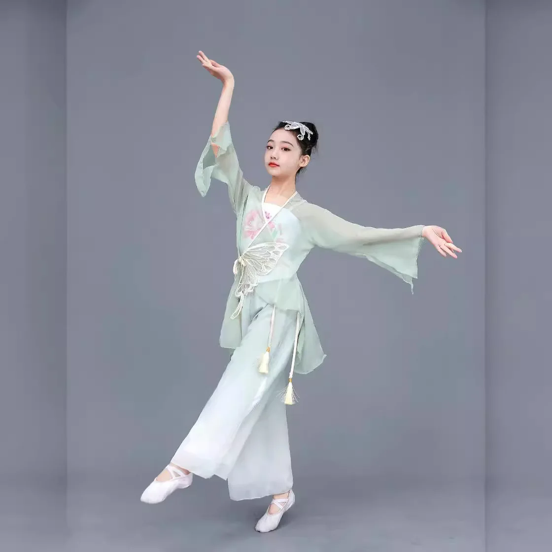 Children's new style Hanfu classical dance costumes girls umbrella dance fan dance performance clothing national costume