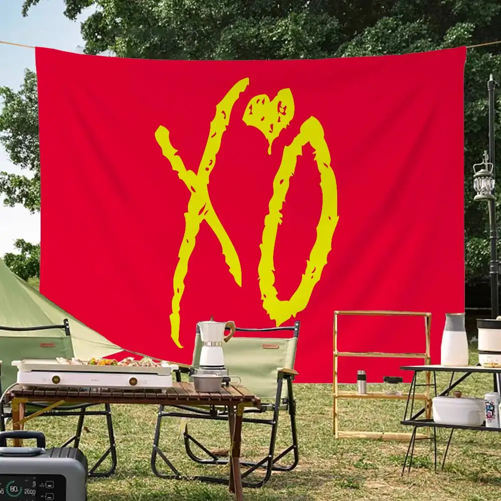 The Weeknd Anime Small Size Cheerleading Banner Hand Pulled Flag Outdoor Atmosphere Flags