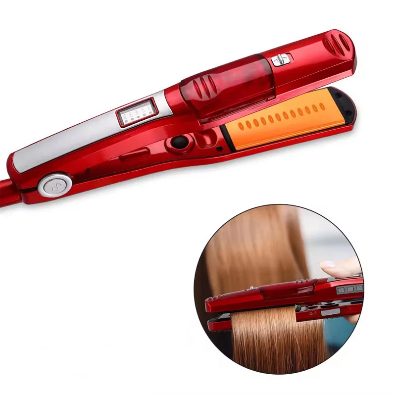 

Hot Sale Portable Steam Hydrating Hair Straightener Wet and Dry Dual Use 2 in 1 Professional Flat Irons and Curling Iron
