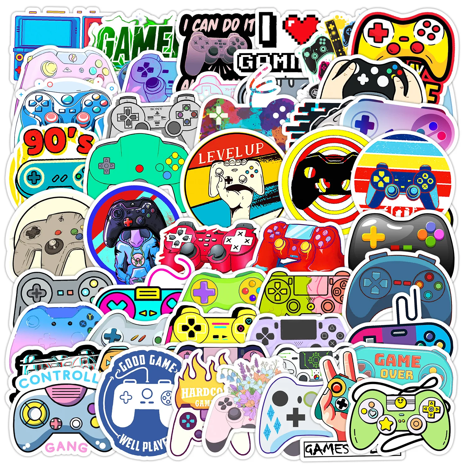 

50PCS/100PCS Cool Game Controller Stickers Cartoon Style Graffiti Decorative Laptop Luggage iPad Waterproof Stickers Kids Toy