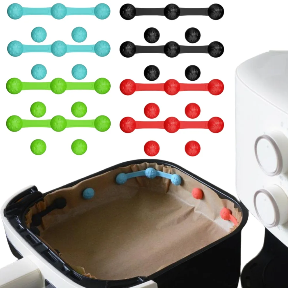 Clips magnétiques pour friteuse à Air en Silicone, boucles de sécurité résistantes à la chaleur pour doublures en papier parchemin, accès aux aliments dans la cuisine, 1/2 ensembles