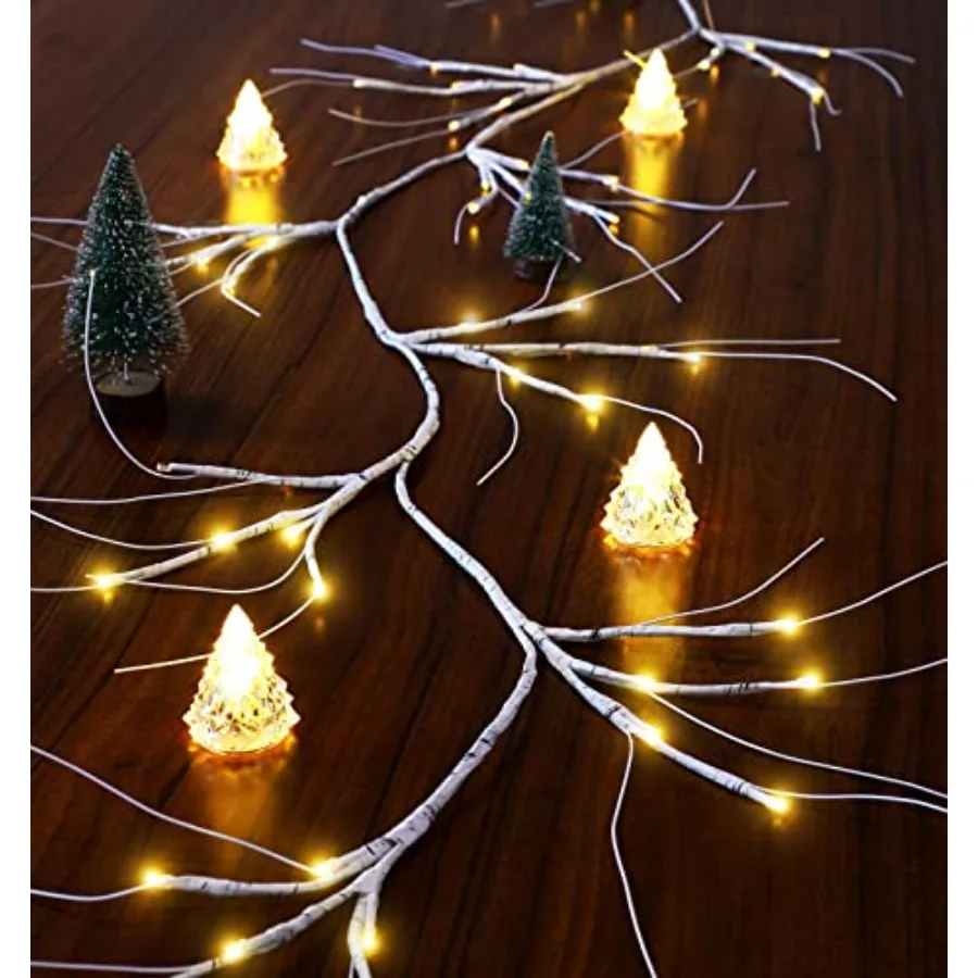 

Рождественская гирлянда с подсветкой, 6 футов, 48 светодиодов, на батарейках, с подсветкой, ветка лозы с таймером для рождественского украшения домашнего камина, в помещении
