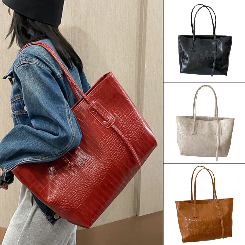 Women\'s Vintage PU Leather Tote Hobo Shoulder Bag Shopping Handbag Large Capacity College School Work Business Bags for Female