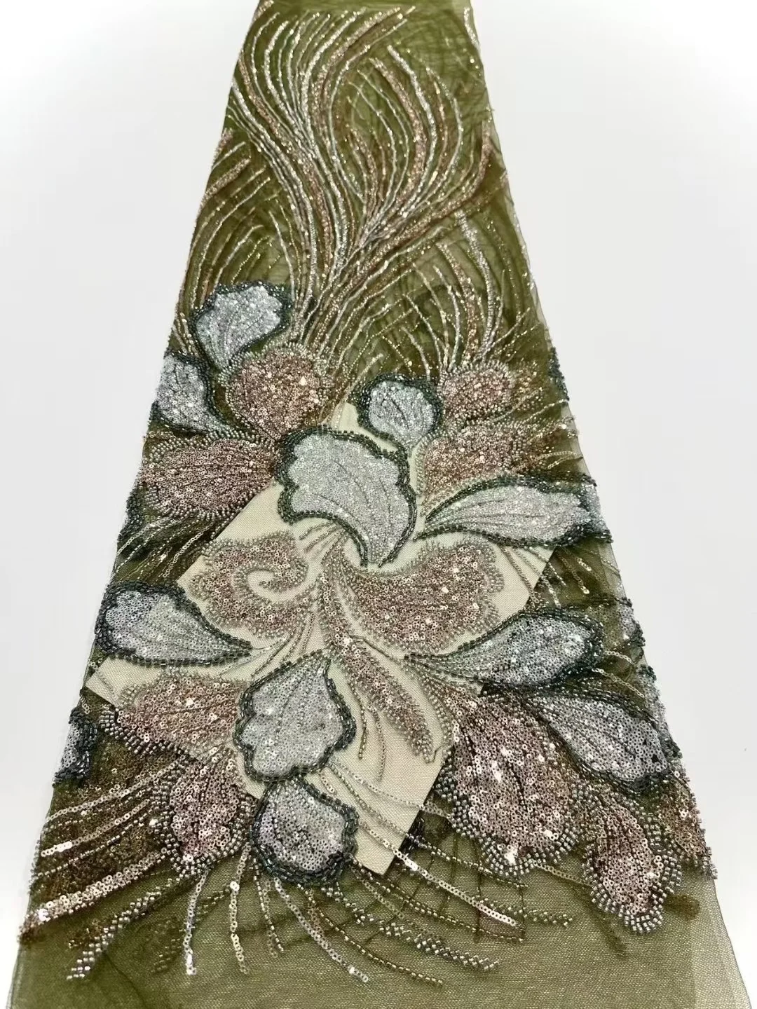 

African Lace Fabric 5Yard,Luxury French Guipure Beaded Tulle Sequins Embroidery for DIY Bridal Couture Wedding Dress &Party Gown