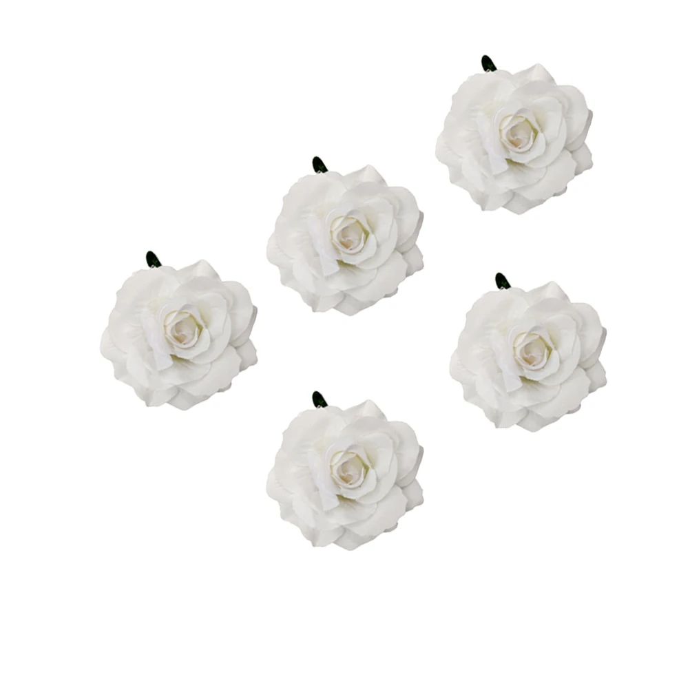 

5 Pcs Rose Shape Hair Clips Accessories Women Girls White Floral Brooch Durable Lightweight Christmas Events Decorations