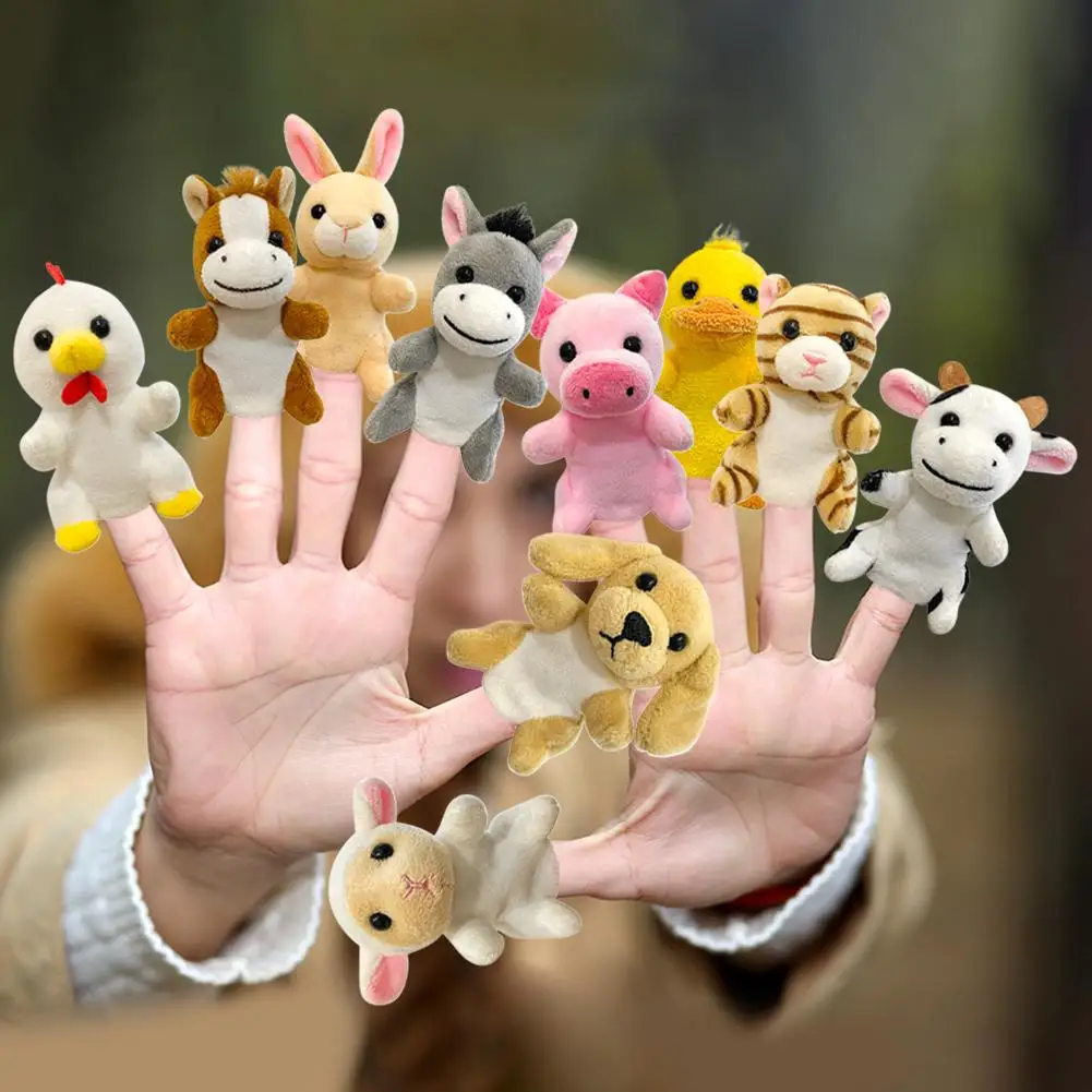 9cm What's In The Zoo Theme Finger Puppet Role Play Plush Toy Children's Early Learning Doll Storytelling Props Gift For Baby