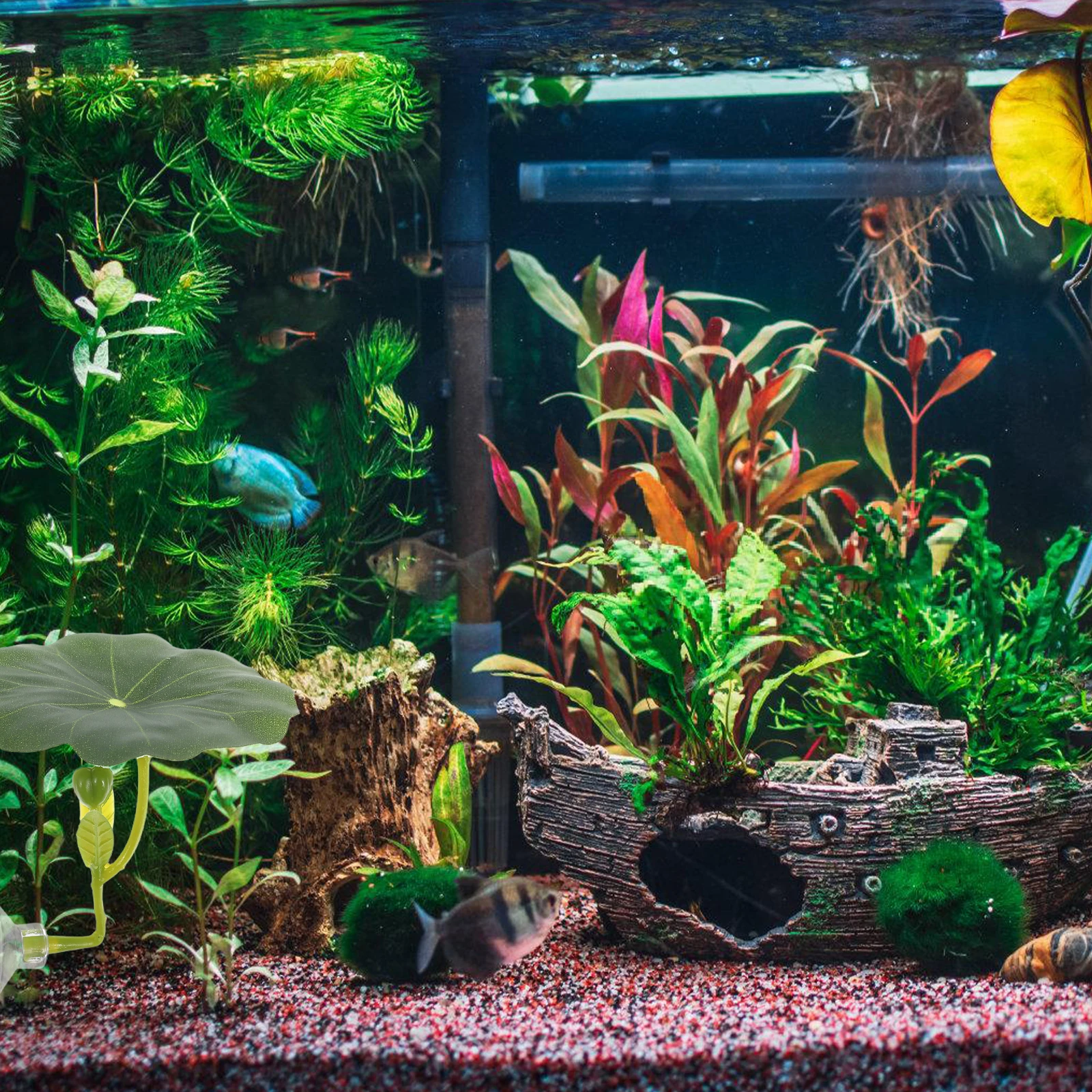 

Betta Lotus Leaf Hammock Aquarium Floating Decor Artificial Plants Bed for Tank Accessories Fish Hide Comfortable Rest