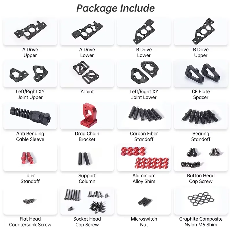 BIGTREETECH CHAOTICLAB Kit staffa in fibra di carbonio con supporti motore AB Parti della stampante 3D XY-Joints per stampante 3D Voron 2.4 R2
