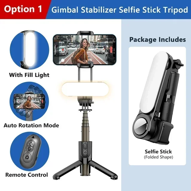 Trépied perche à selfie avec lumière LED, support de téléphone portable, stabilisateur de téléphone portable, support d'appareil photo, iPhone et Android, cadeau 2025