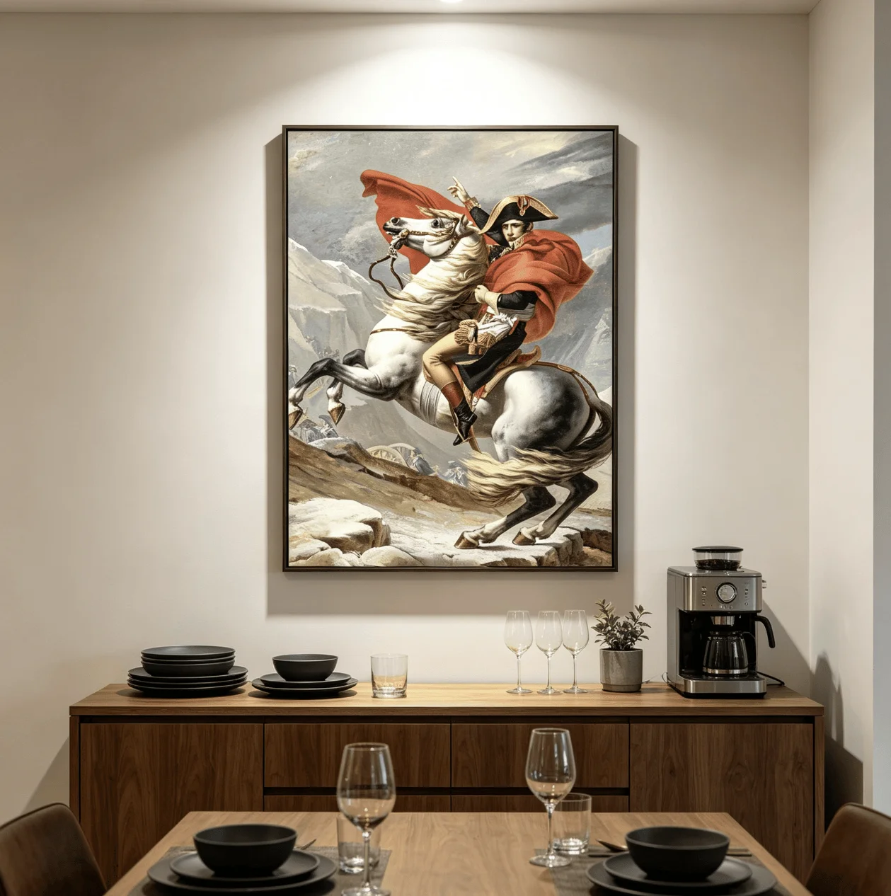 Famous Napoleon Crossing Alps Canvas Wall Art Poster, Vintage Historical Classic Prints Decor for Bedroom Library Entryway view 5