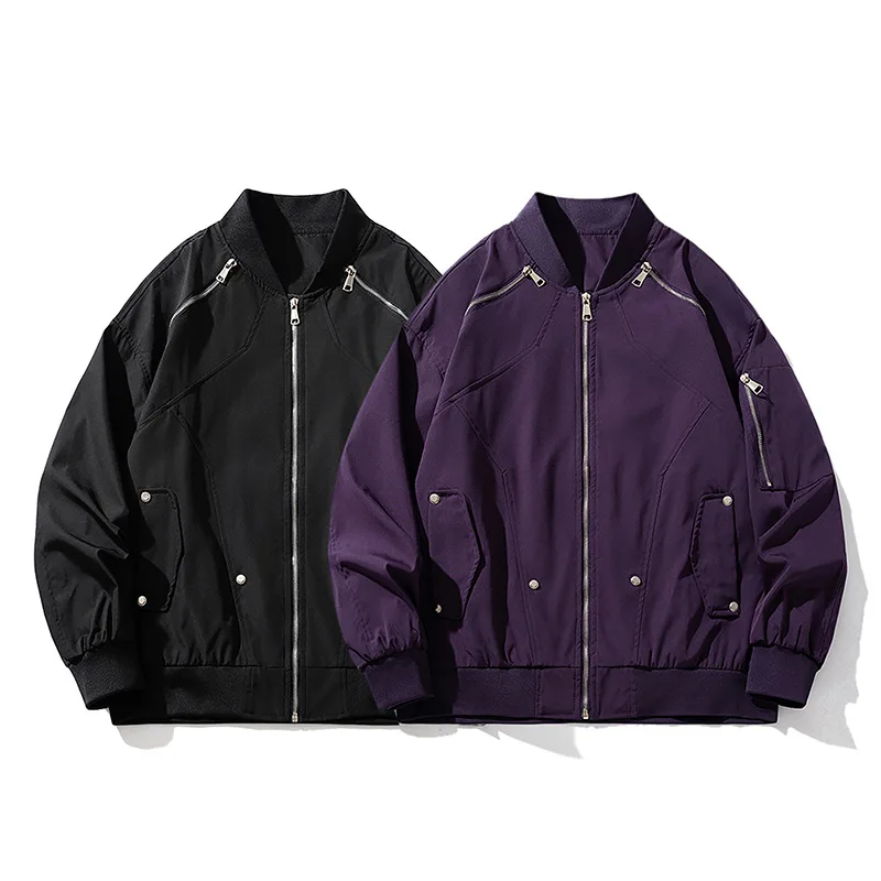 Spring Autumn Baseball Bomber Jacket Men Retro Design Varsity Jacket Women Hip Hop Streetwear Windbreaker Purple Coat For Men