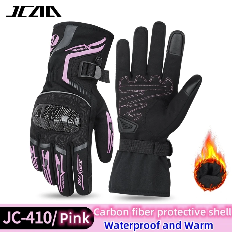 2025 New Winter Thermal Waterproof Carbon Fiber Motorcycle Gloves Men Women Windproof Anti-Slip Long Riding Moto Gloves