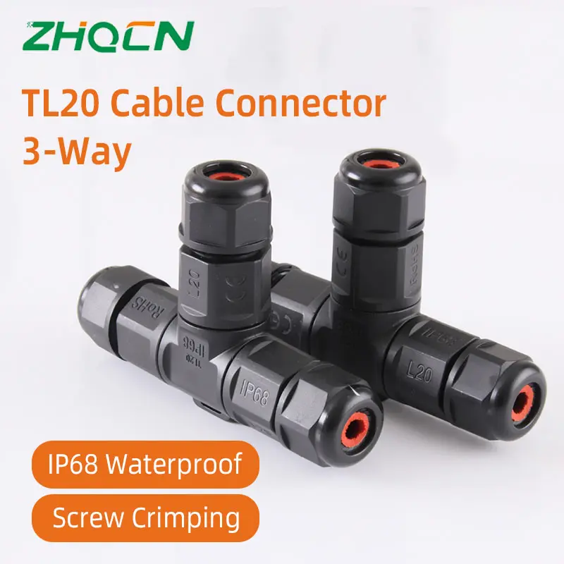 Connecteur de câble électrique TL20 étanche IP68, connecteur de fil pour lumières LED extérieures, connexion à vis rapide 2/3 broches