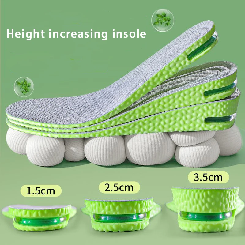 1Pair New Breathable Sweat and Anti-Odour Insole Air Cushion Height Increase Insoles Shock Absorbing Insole for Sports Shoes