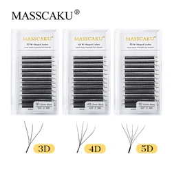 MASSCAKU 3D/4D/5D W Shape Lashes 6D Premade Fan 0.07 C/D Curl Natural Soft High Quality Individual Eyelashes Extensions