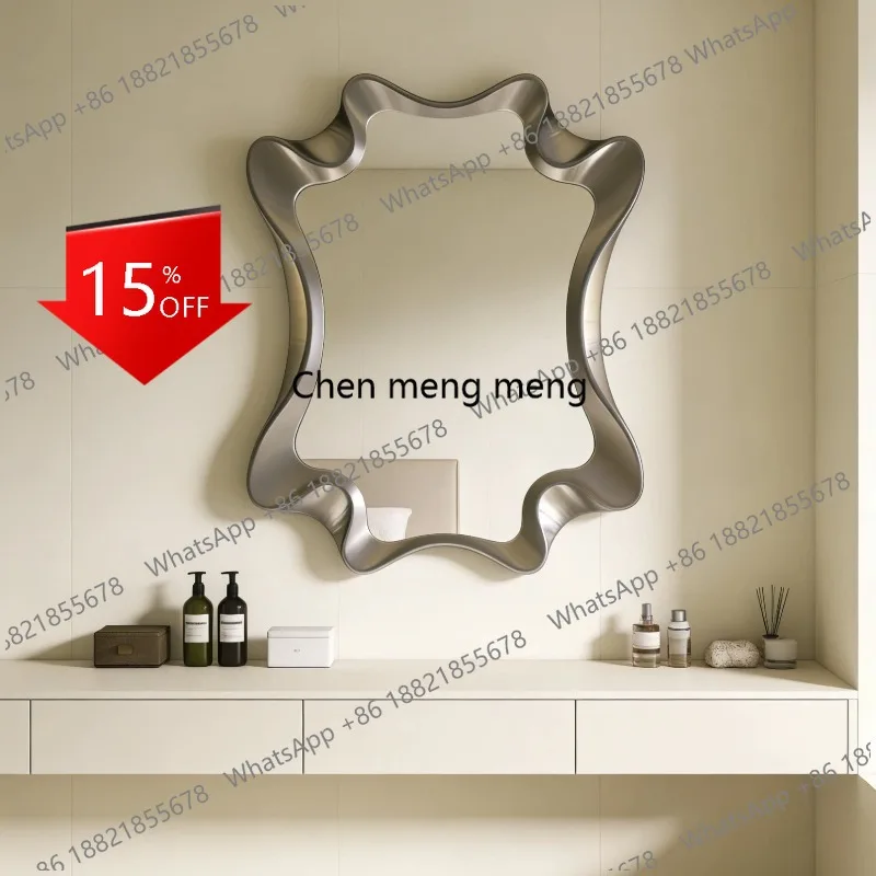 R134 Light luxury special-shaped bathroom bathroom smart mirror irregular art decorative mirror silver makeup mirror