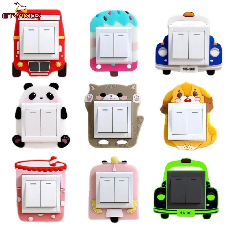 Luminous Silicone Switch Stickers Kawaii Cartoon Animals Switch 3D Stickers for Children Bedroom Decoration 85 86 Switch Covers