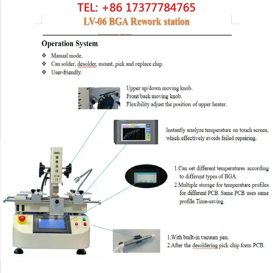 LV-06 Automatic BGA Repair hine Industrial SMD CPU IC C Mould PCB Welding Equipment with Motor Core Components
