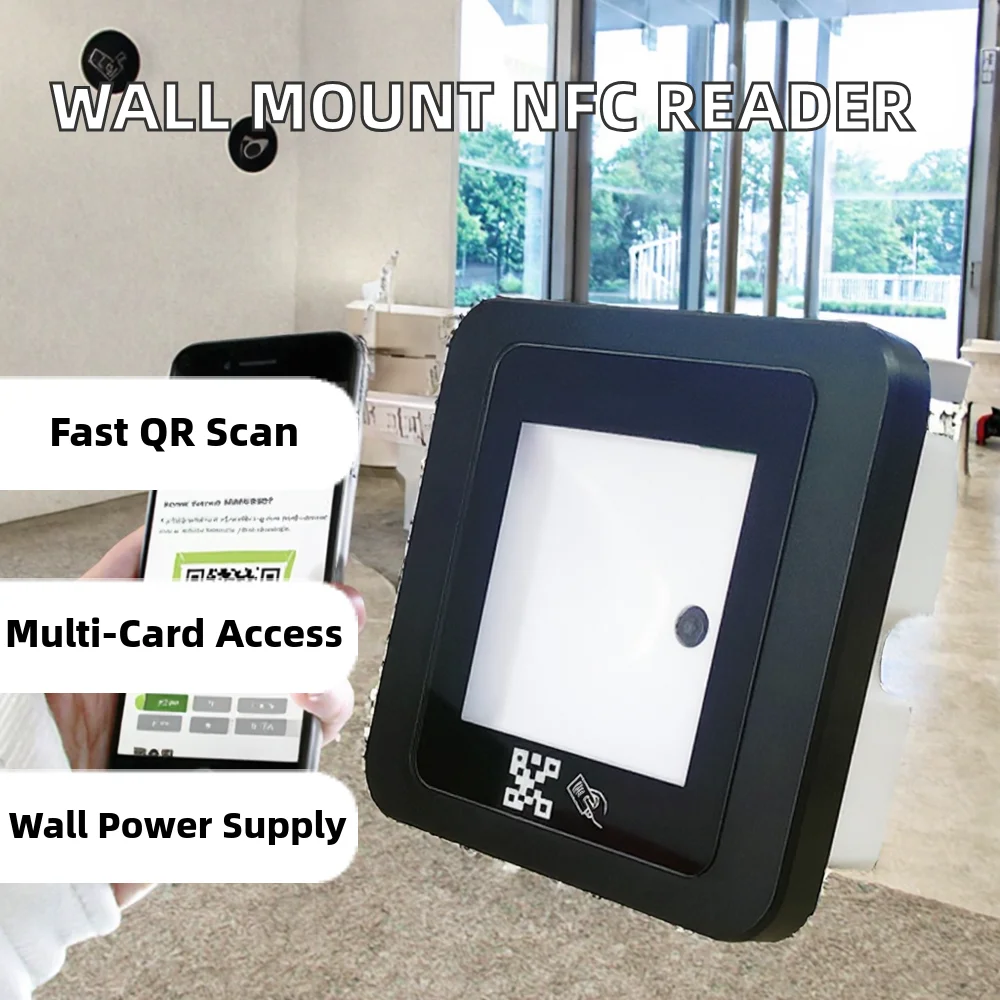 SV2072  Wall Mounted 12VDC Power Supply 13.56MHz NFC Mifare  125KHz EM  QR Code Scanner Access Control