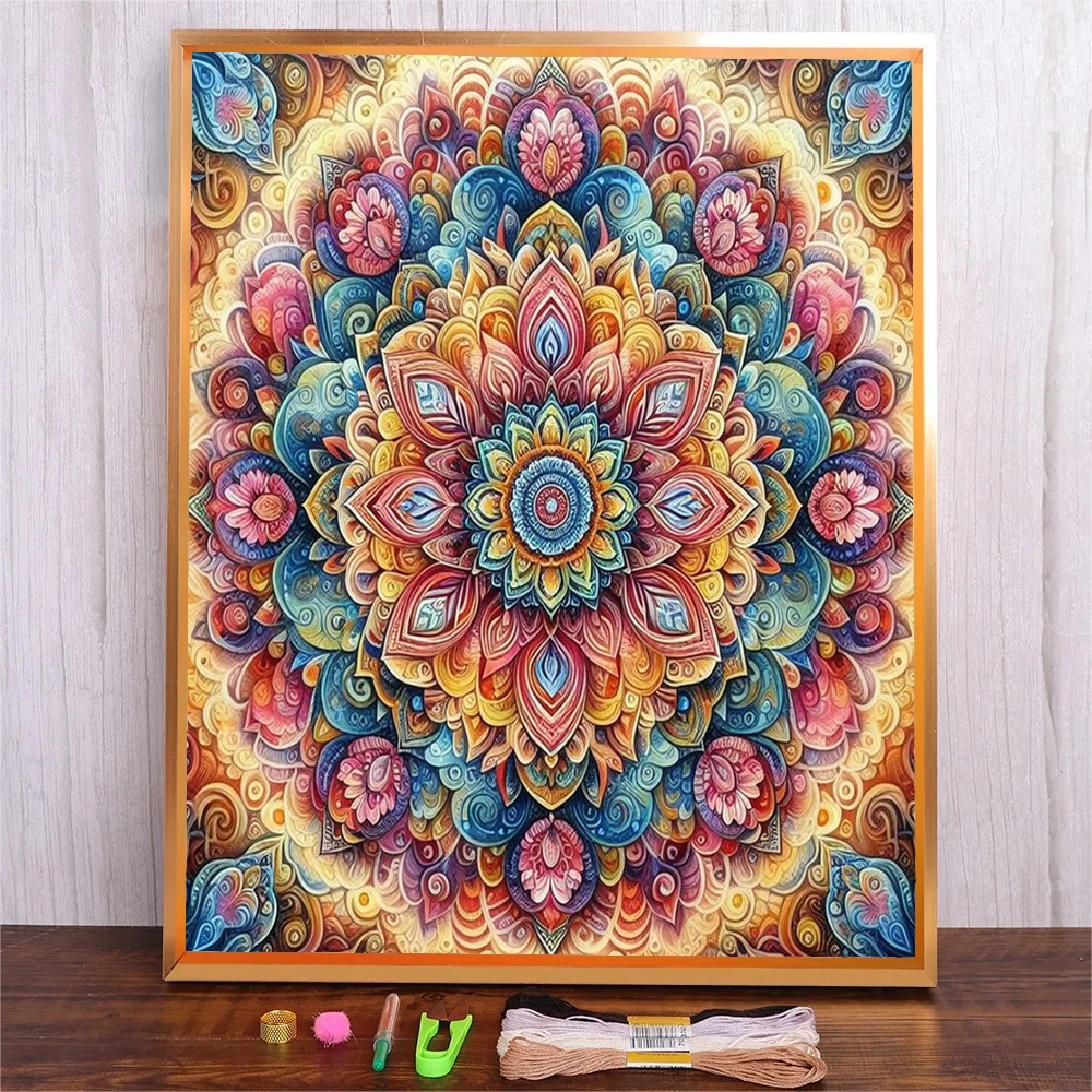 

Flowers Embroidery Starter Kit DIY Cross Stitch Set For Beginner Amanda Printed Art Craft Cross-Stitch Painting Home Decoration