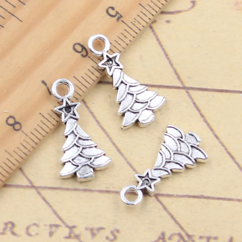 20 sztuk Charms gwiazda choinka 20x11mm tybetański kolor srebrny wisiorki antyczne tworzenie biżuterii DIY Handmade Craft