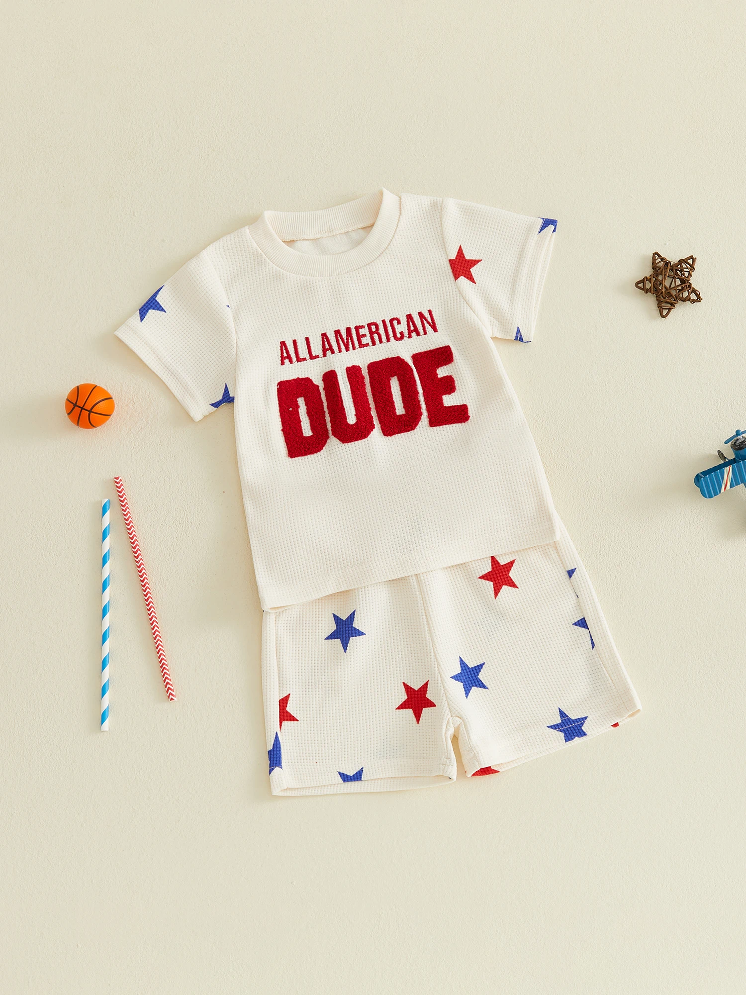 

Cute Girls 4th of July Outfits Stylish Floral Print Sleeveless Top and Denim Shorts Set with Bow Detail